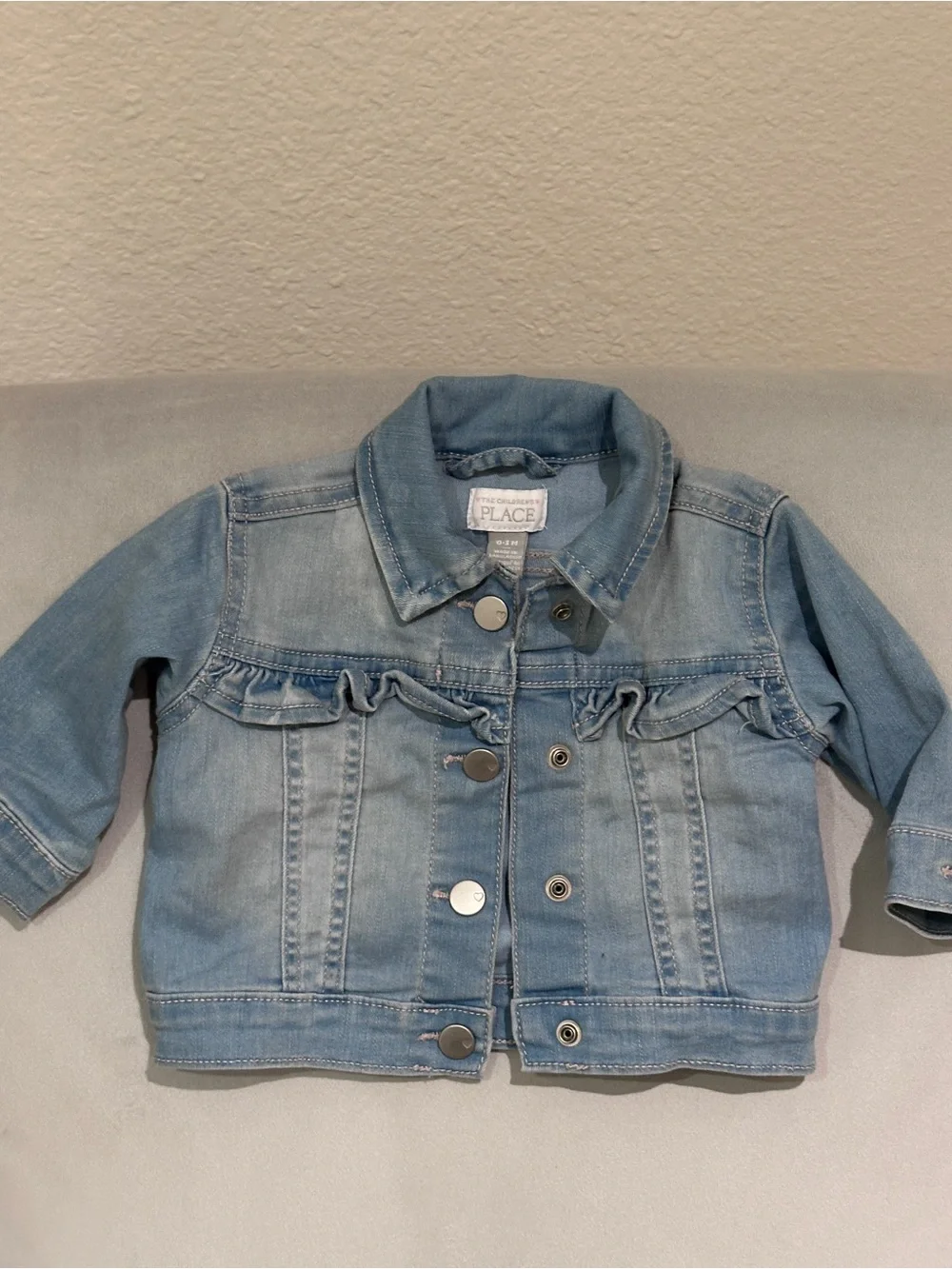 The Children's Place Light Wash Denim Jacket 0-3M Baby Girl